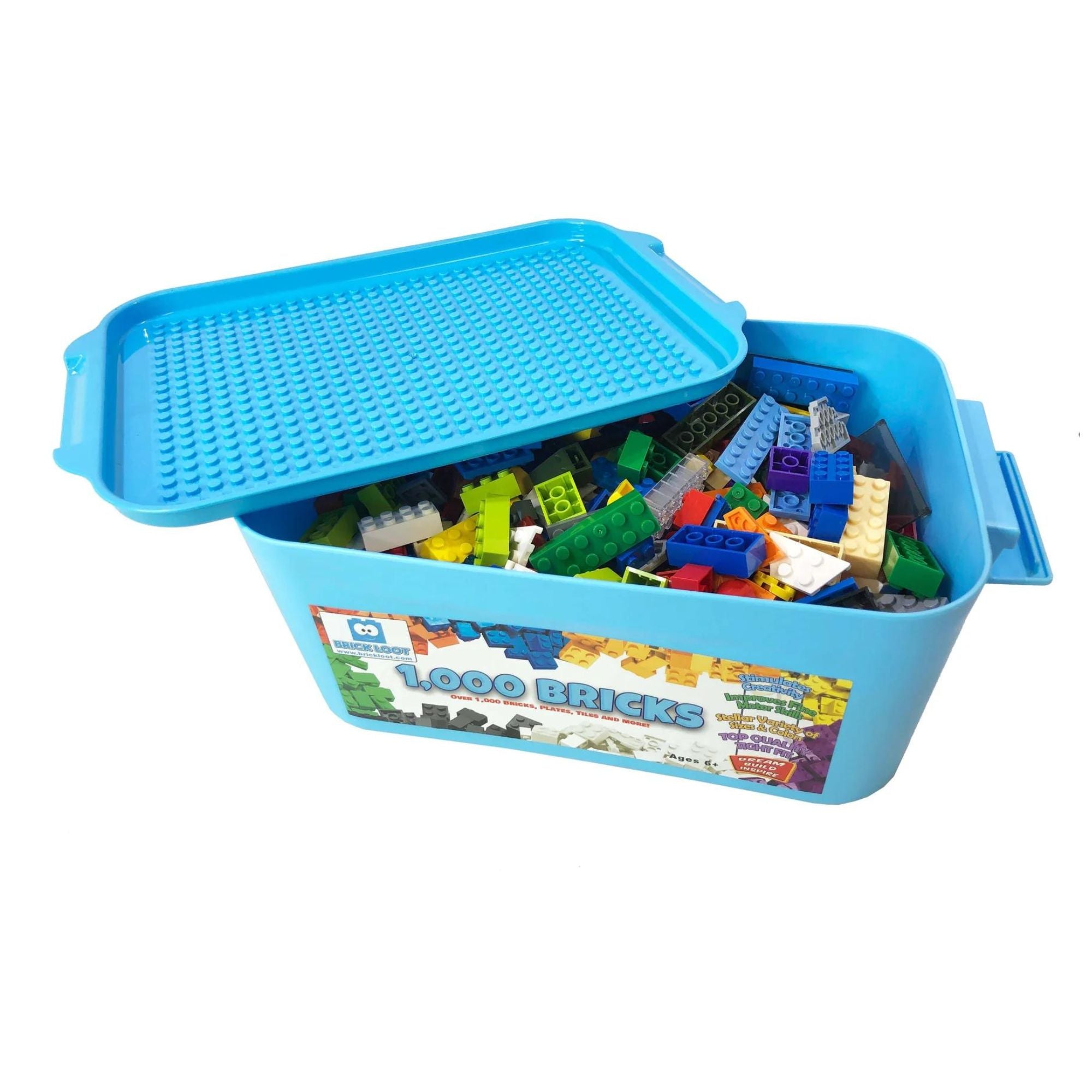 Brick Loot 1000 Pack of Bulk COMPATIBLE Bricks with storage bin - Fits LEGO and Other Major Brands