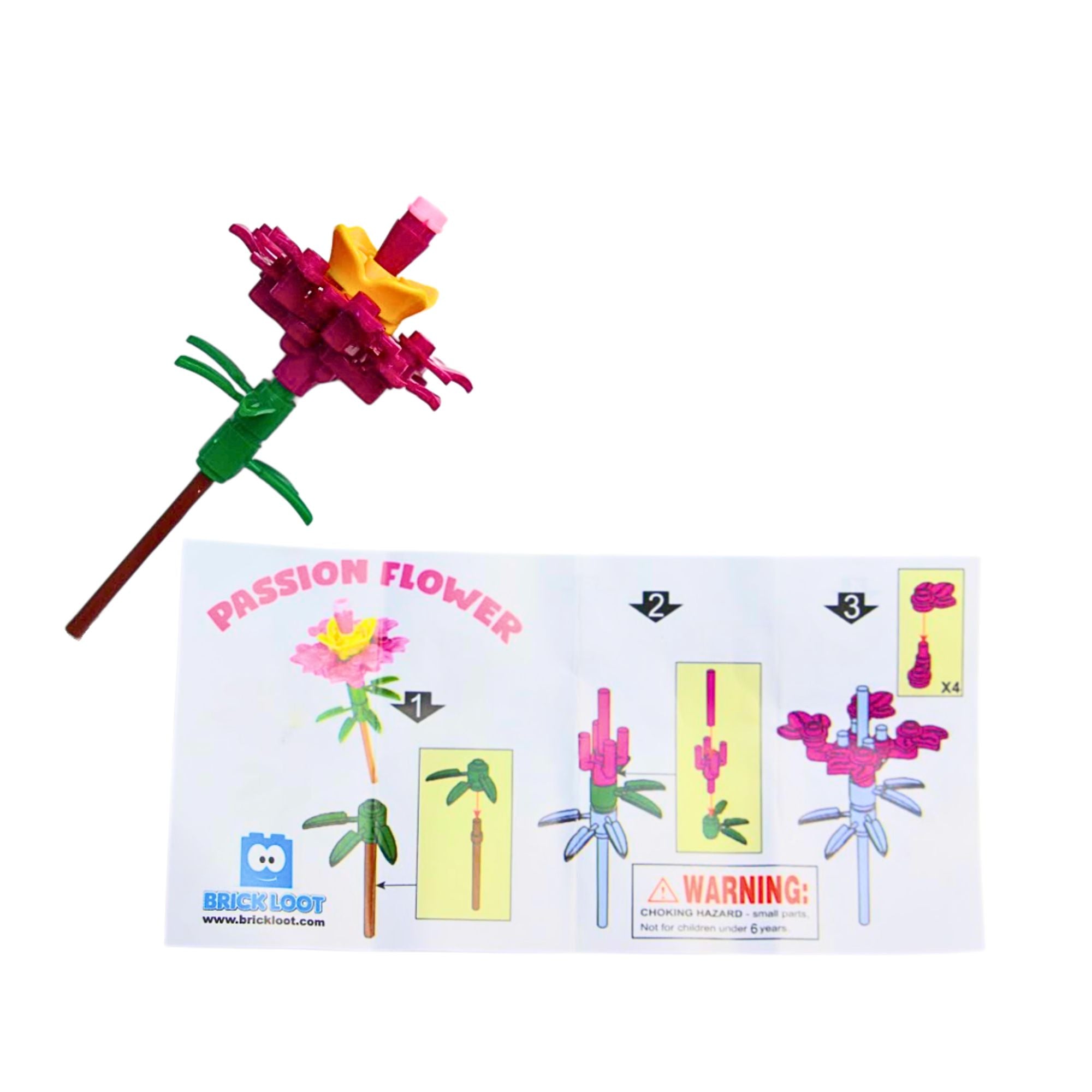 Pink Passion Flower - Brick Flower Set