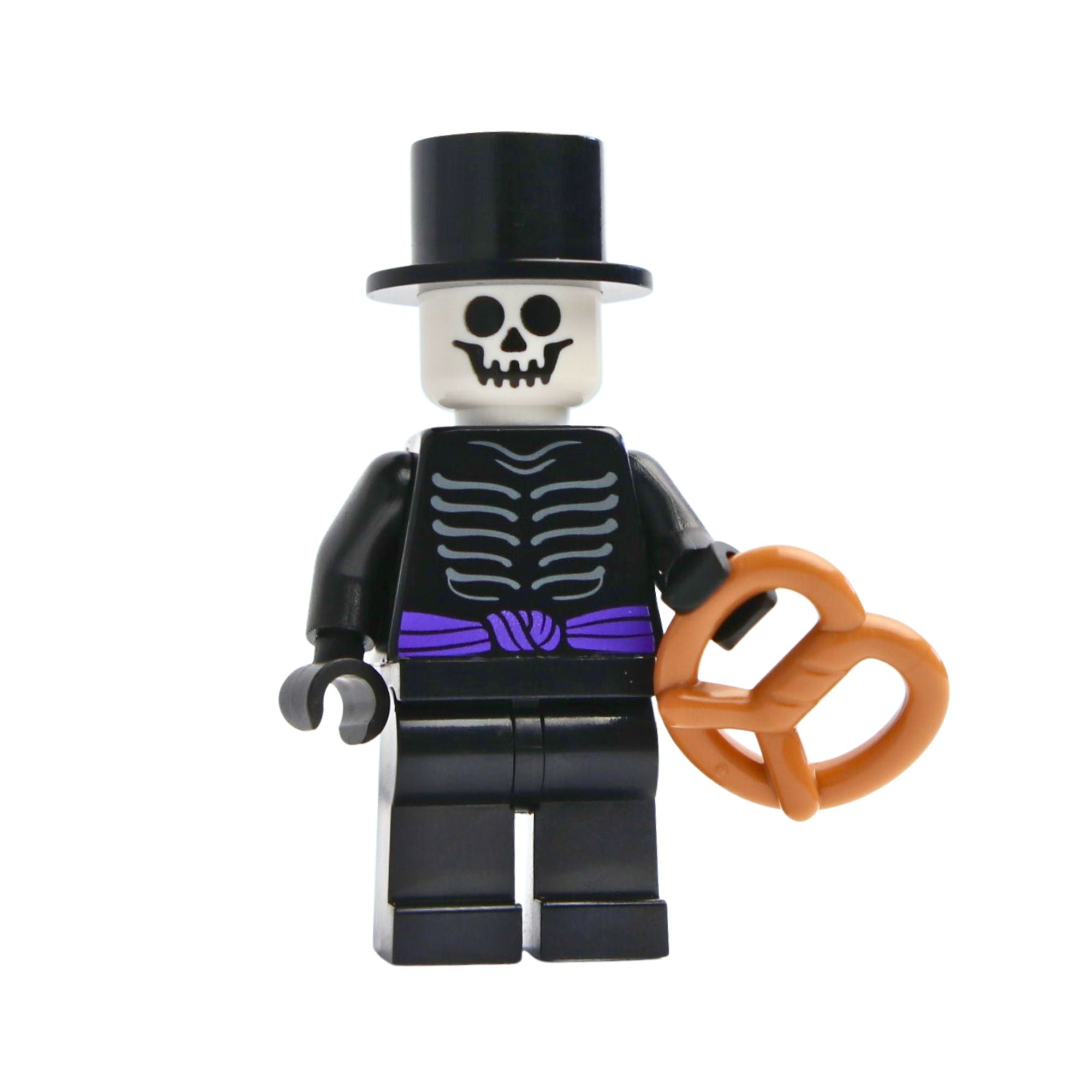 Baron Bones - The Dapper Skeleton with a Curious Pretzel - 100% LEGO Custom Built Minifigure