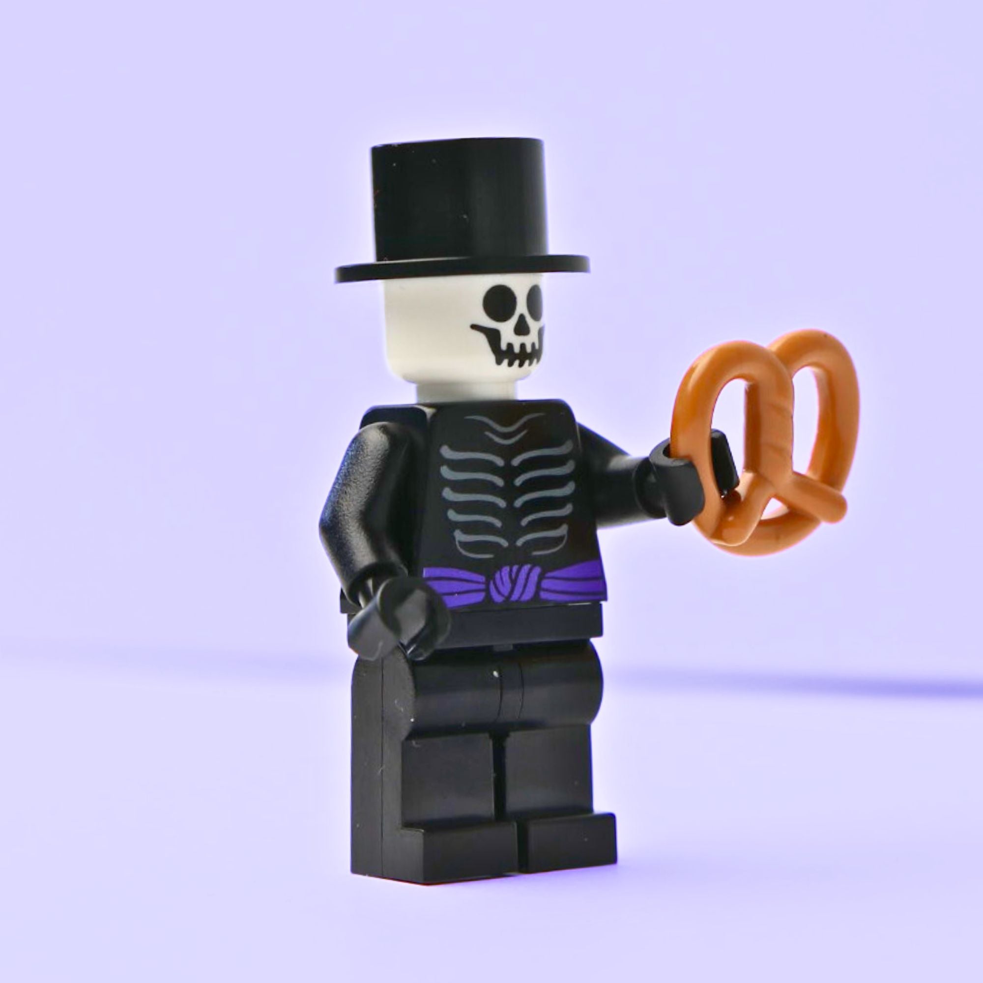 Baron Bones - The Dapper Skeleton with a Curious Pretzel - 100% LEGO Custom Built Minifigure