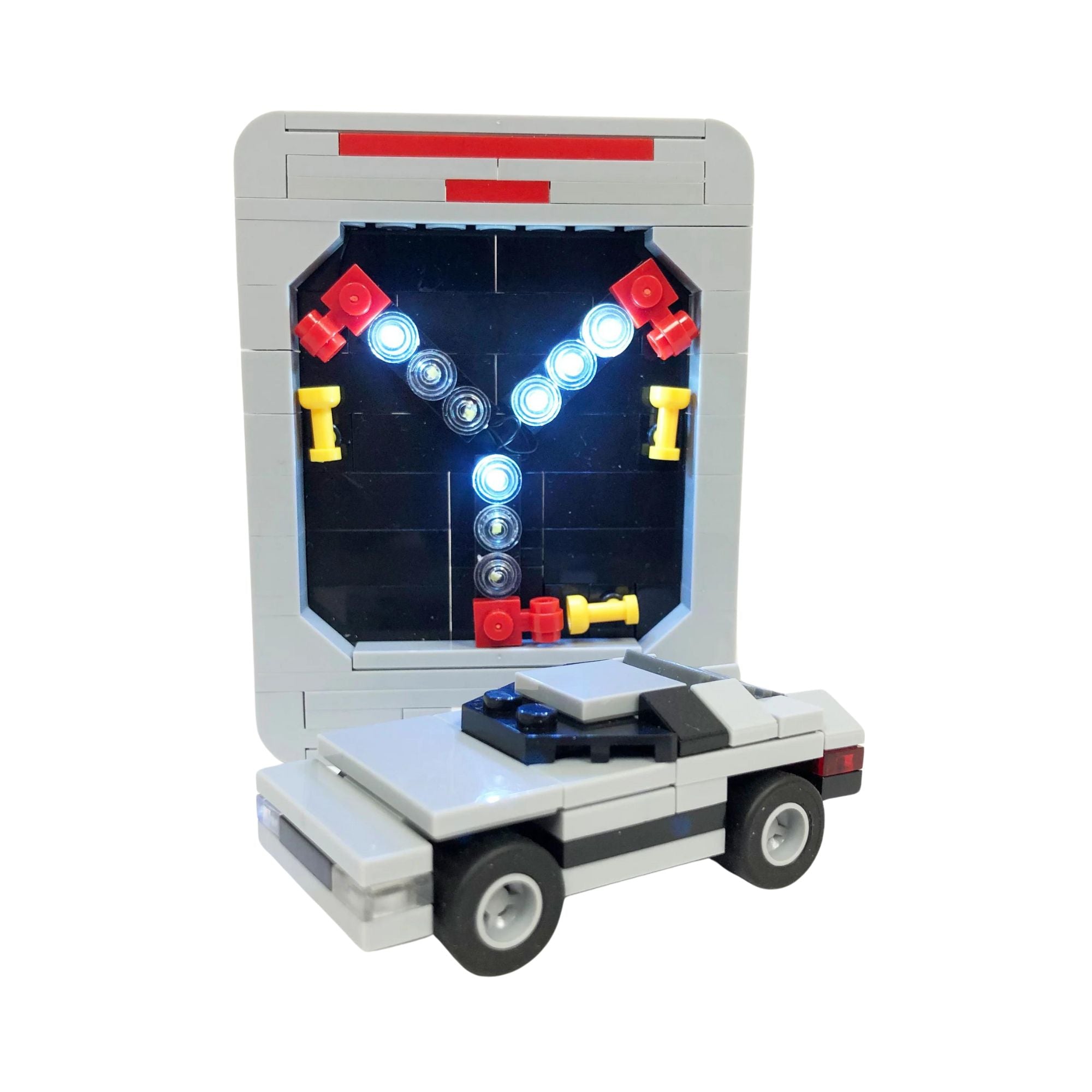 Exclusive Brick Loot Flux Capacitor with LED Light Kit and Time Machine DeLorean Car