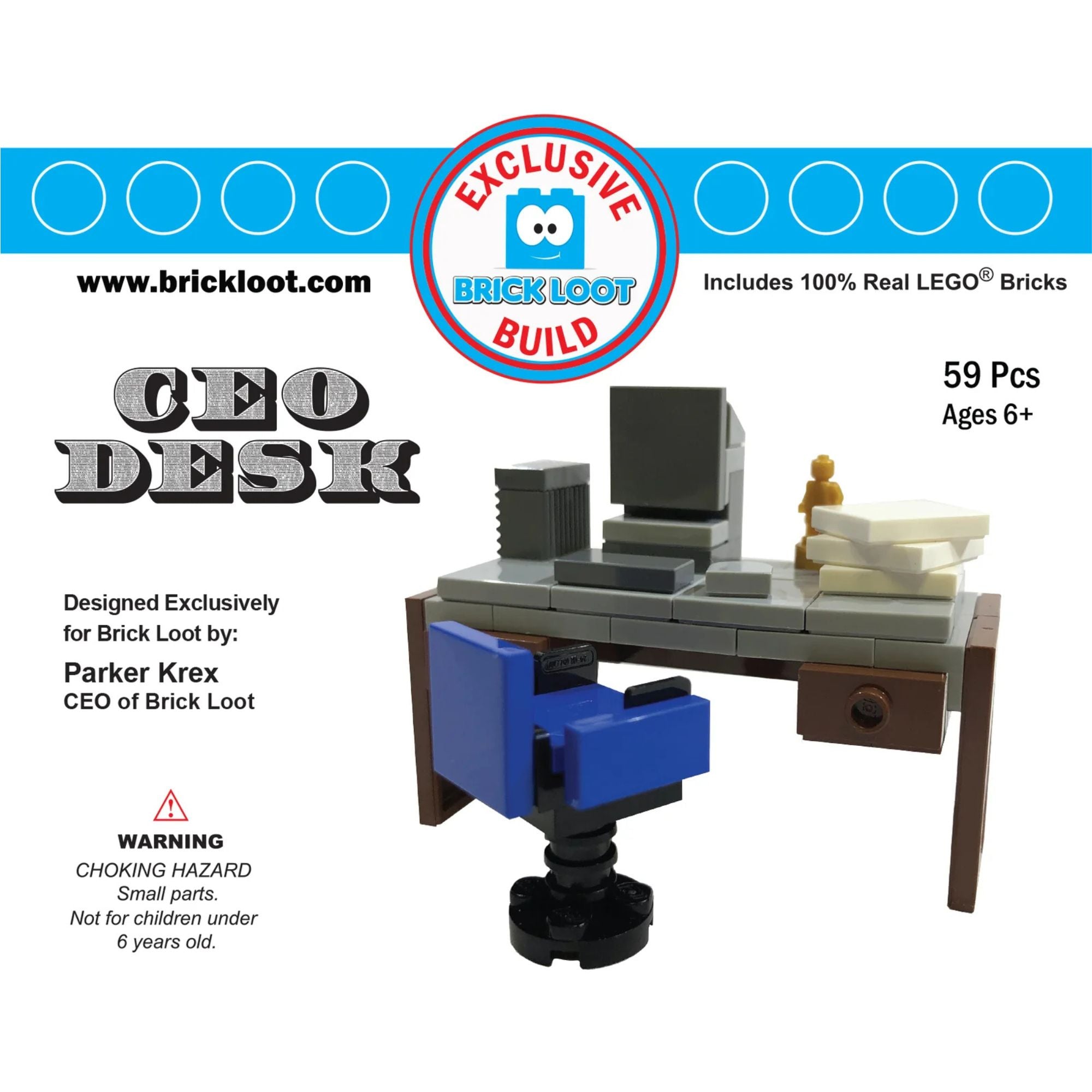 Exclusive Brick Loot Build CEO Desk by Parker Krex – 100% LEGO Bricks