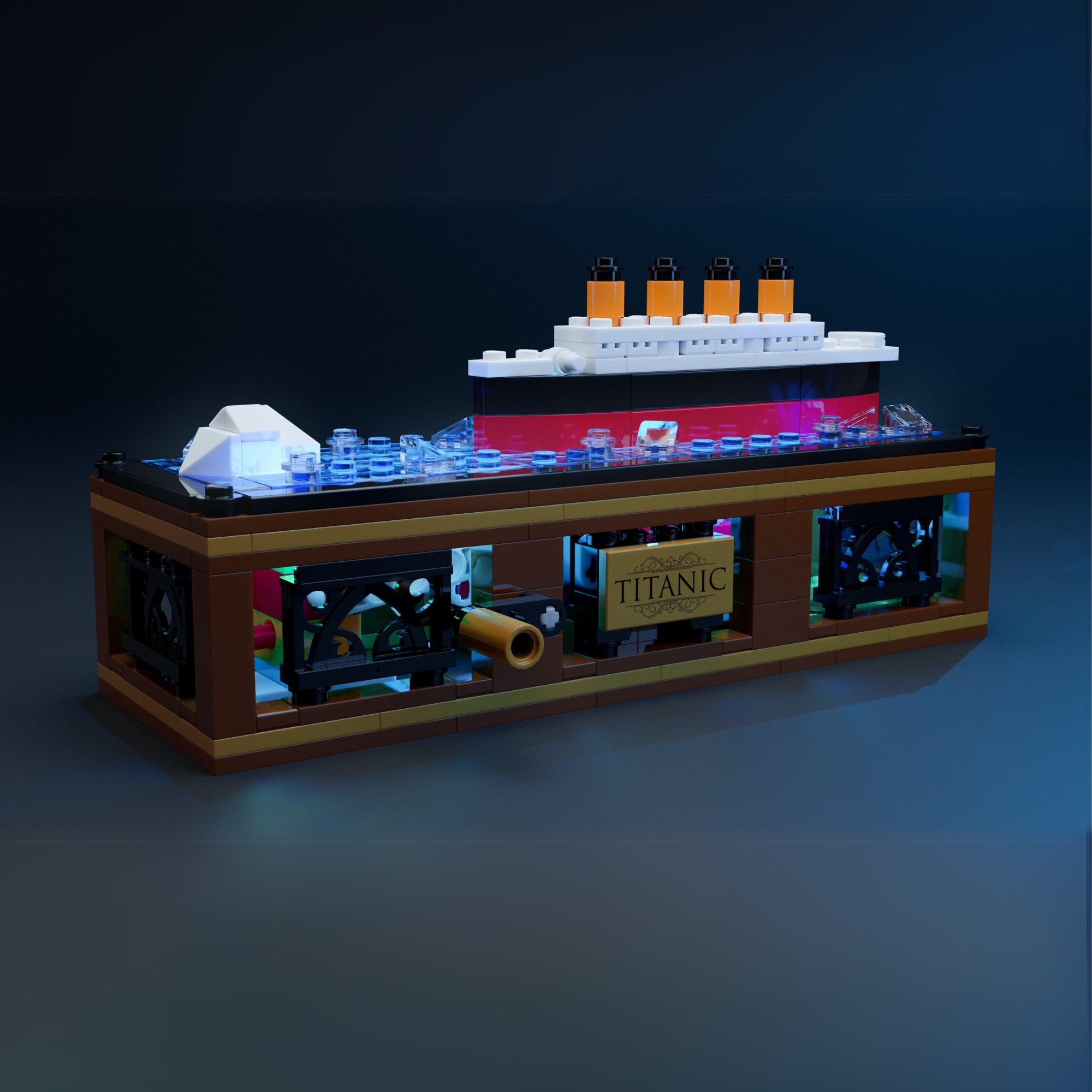 Moving Titanic Ship Brick Set - with LED Light Kit