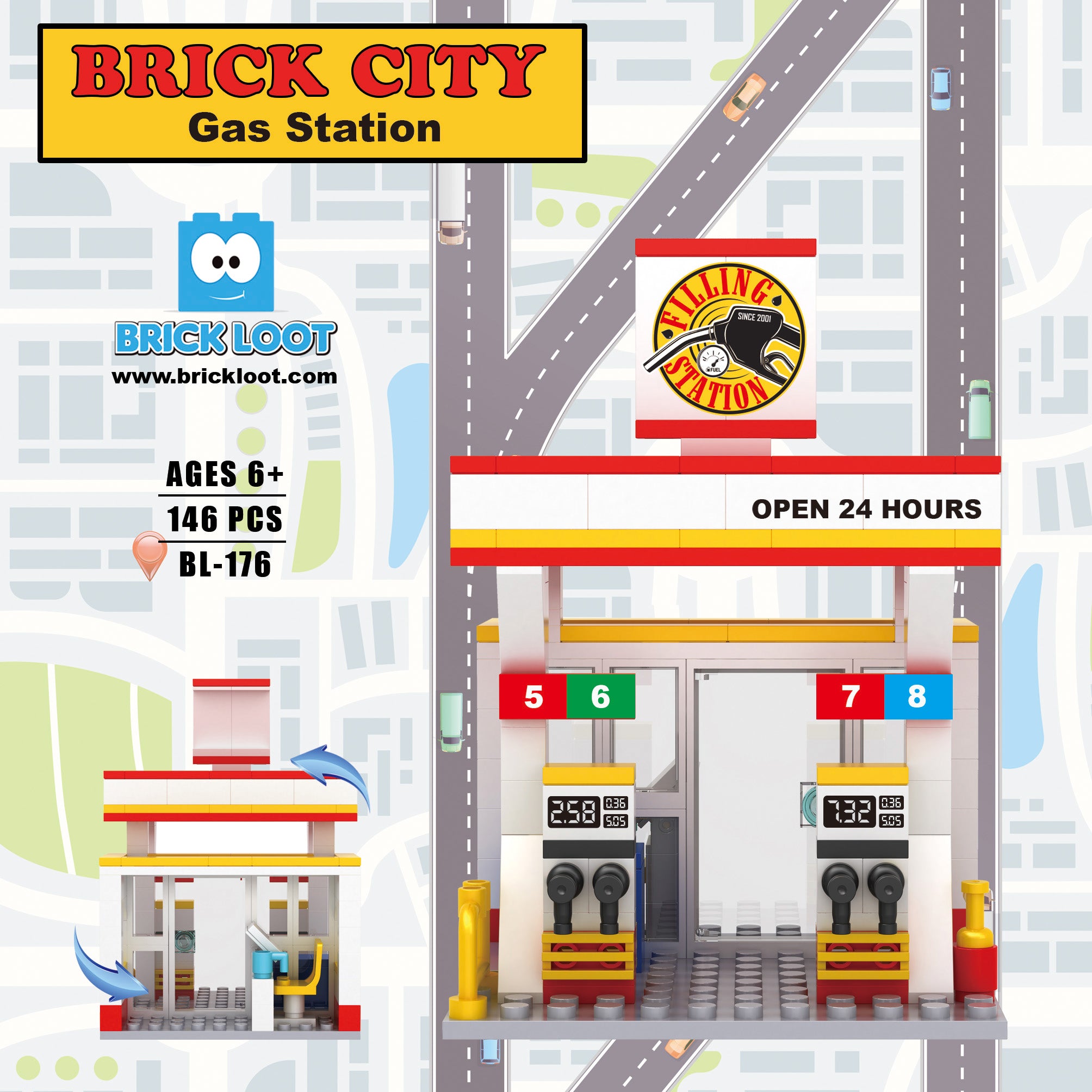 Mini City - Brick City Gas Station Brick Set