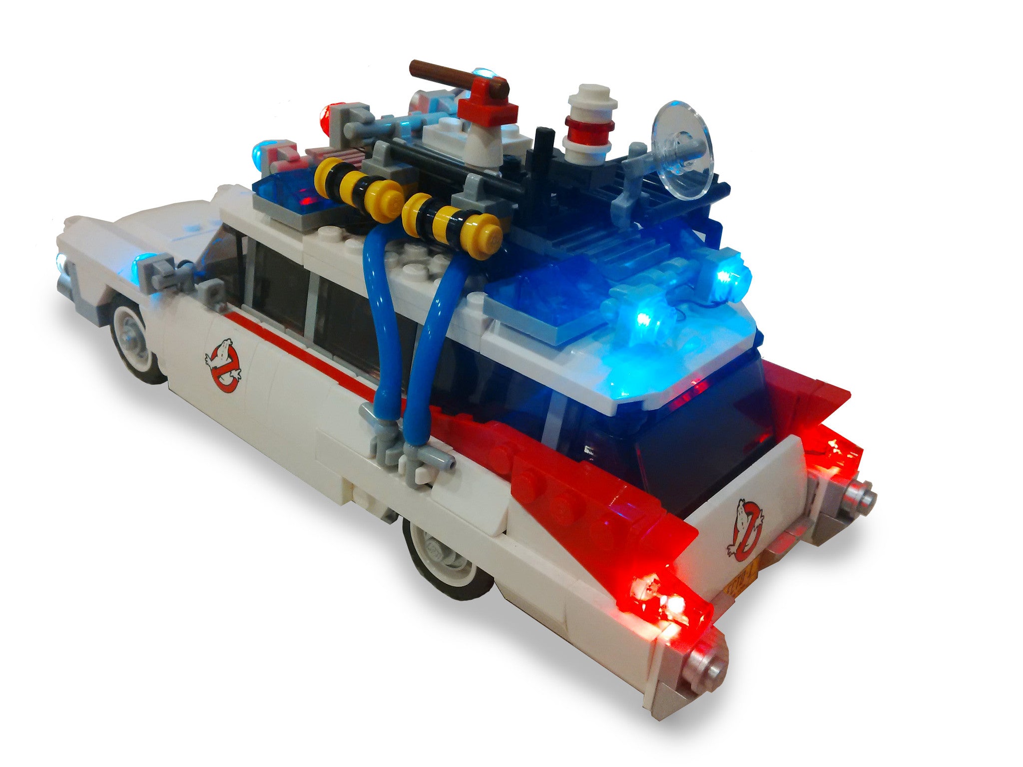 LEGO Ghostbusters Ecto-1 set 21108 with Brick Loot LED Light Kit installed!