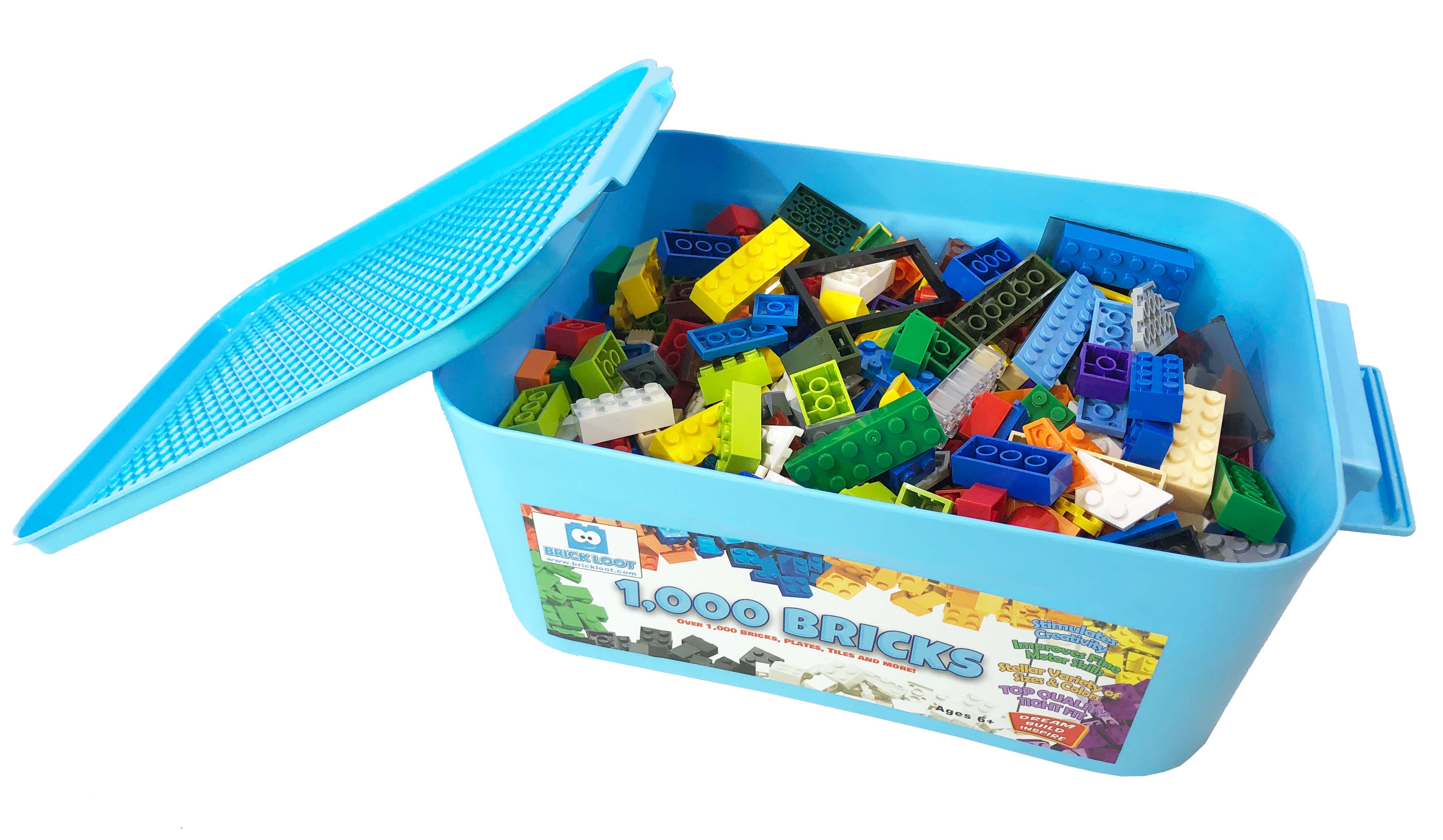 Brick Loot 1000 Pack of Bulk COMPATIBLE Bricks with storage bin Fits