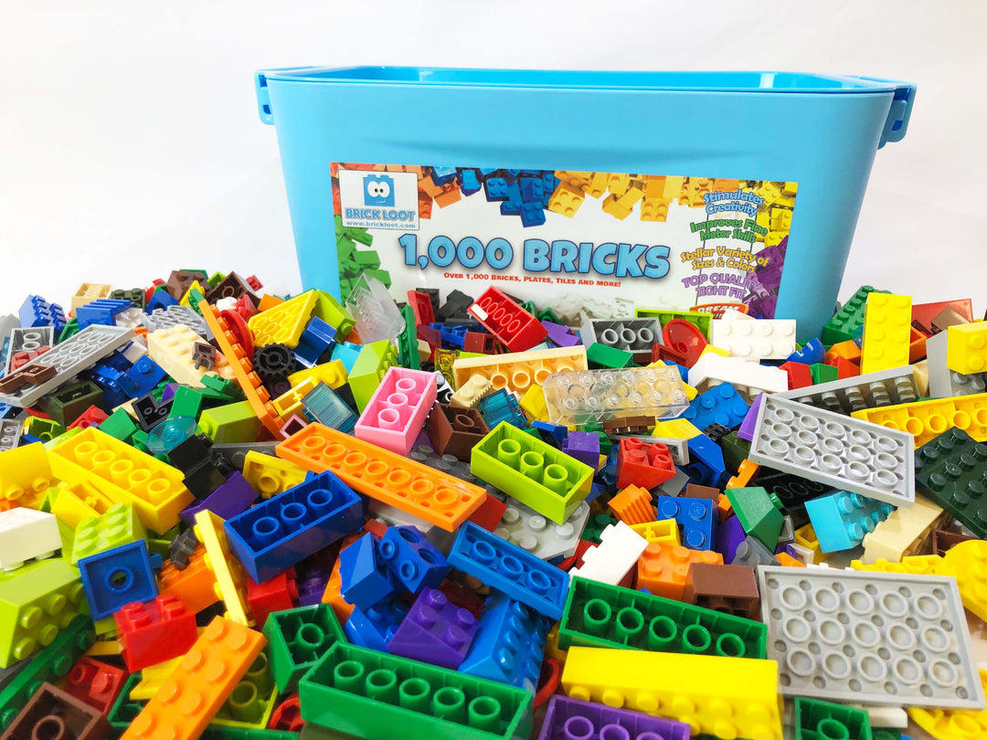 Blue Gift Box it Opens Brick Kit Bricks and Full Color
