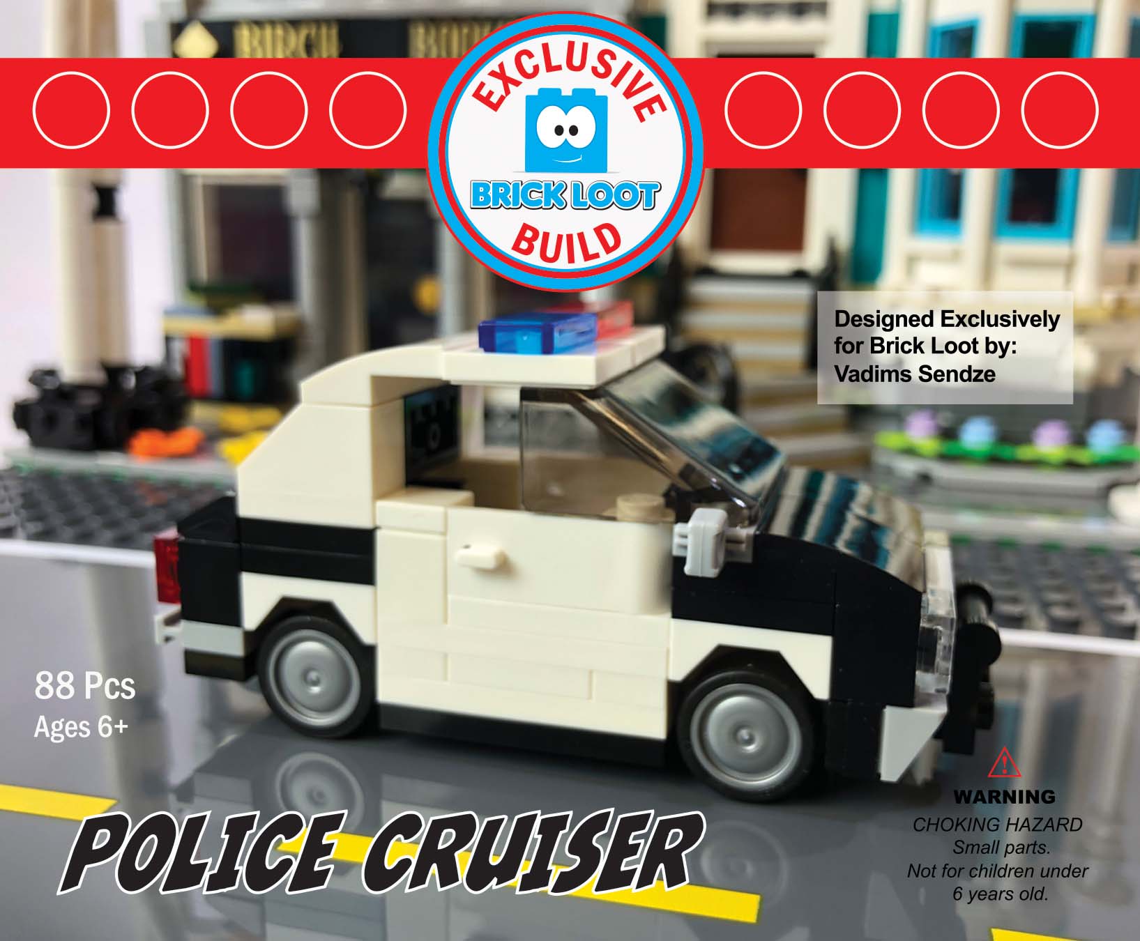 Exclusive Brick Loot Build 2-in-1 Taxi Cab or Police Car by Vadims Sendže – 100% LEGO Bricks